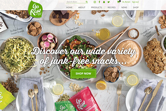 E-commerce websites built with Prestashop The Go Raw homepage (https://www.goraw.com)